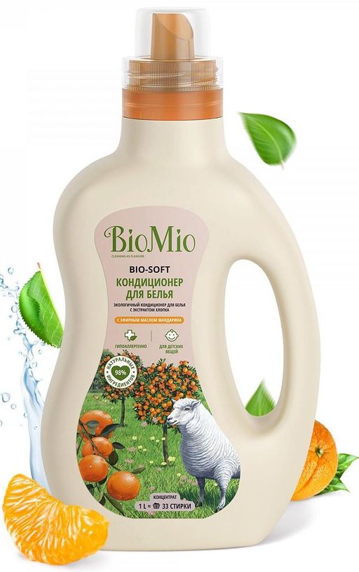 АКЦИЯ! BIO-SOFT Экологичный кондиционер для белья. Мандарин. Концентрат. 1000 мл