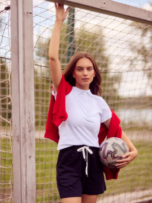 Футболка поло женская MINAKU: Basic line, белая, размер 50