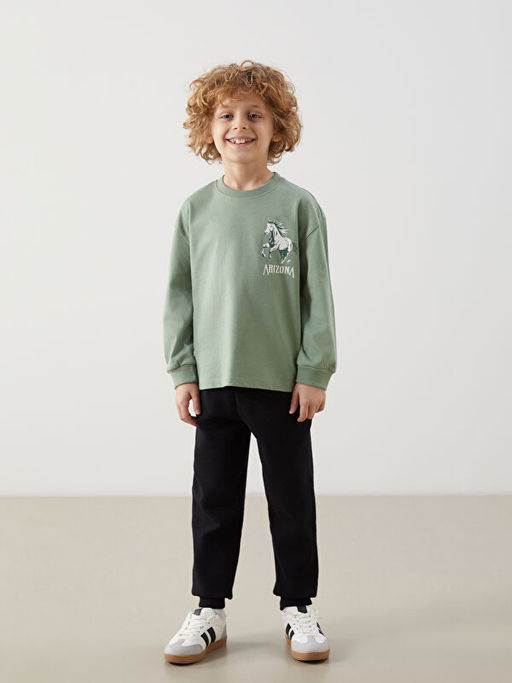 Bisiklet Yaka Bask?l? Erkek ?ocuk Ti??rt