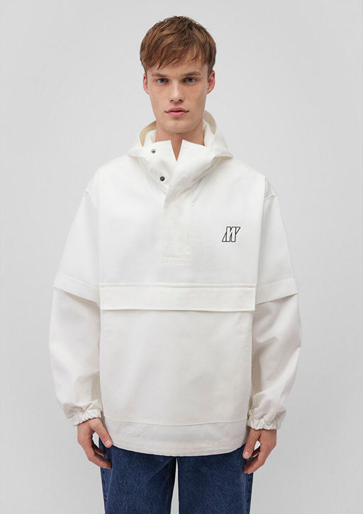 Kapusonlu Beyaz Sweatshirt - Mavi фото 5