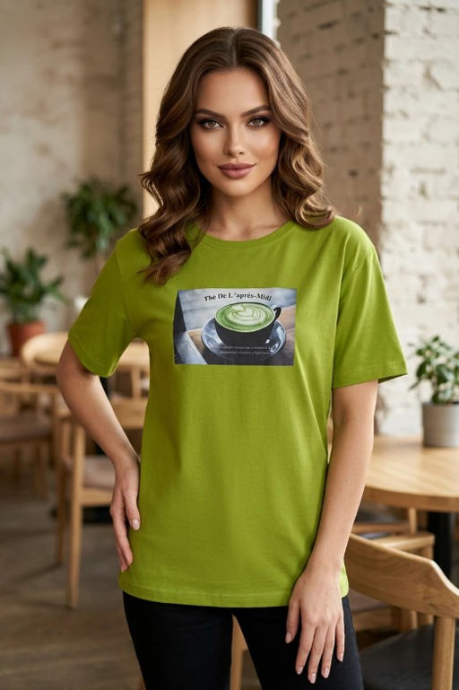 K13609 Футболка OVERSIZE (хлопок) ЗЕЛЕНЫЙ