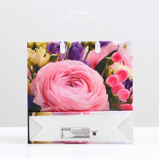 Цена за 10 шт. Пакет "Пионовидные розы", мягкий пластик, 30 x 30 см, 120 мкм