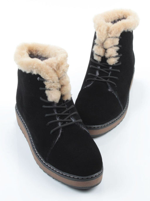 04-5606-3 BLACK Ботинки зимние женские (натуральная кожа, 100% шерсть)