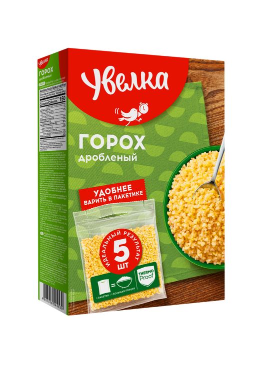 Увелка Крупа в пакет для варки ГорохДроблен 80г
