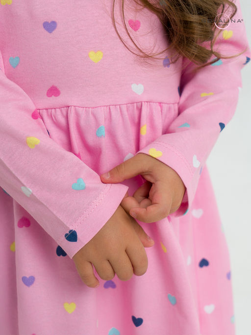 Платье Эля цветные сердечки на розовом - Sovalina фото 40