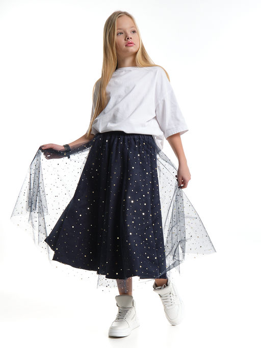 Юбка пачка длинная из фатина 22-7608 черный/зол. звезды - Mini maxi фото 21