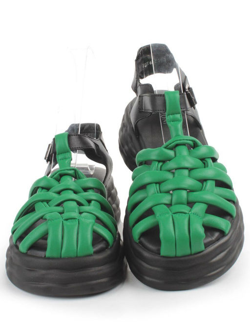 08-PEAG48-2 BLACK/GREEN Босоножки женские (натуральная кожа) - Фабричный китай фото 7