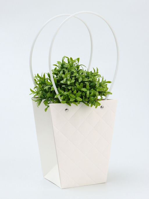 Цена за 10 шт. Сумка для цветов тиснение белая влагостойкая, 17x17-11.5x11.5-20 см - UPAK LAND фото 4