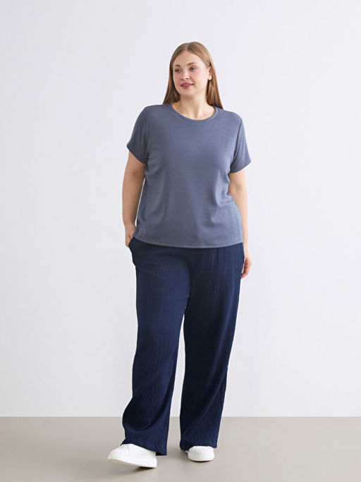 Beli Lastikli Dokulu Geni? Pa?a Kad?n Pantolon