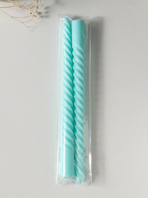 Цена за 2 шт. Свеча витая 25 см (набор 2 шт) 57 гр, 5 ч, цв. мятный