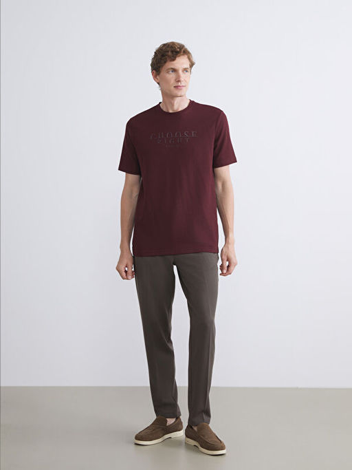 Bisiklet Yaka Bask?l? Erkek Ti??rt