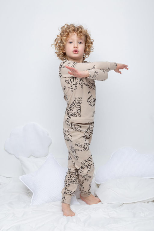 К 1552/24/темно-бежевый,тигры пижама д/дет яс
