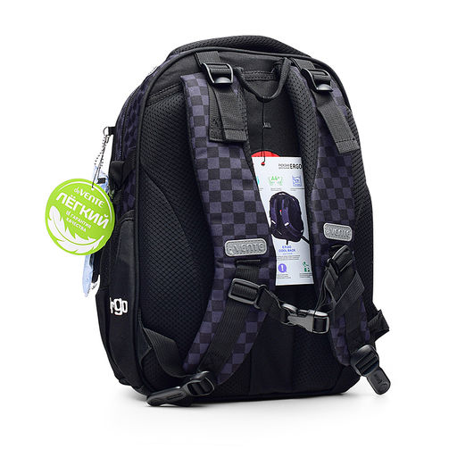 Рюкзак "Ergo. Super Spy" школьный 39x28x20 см (18 л) 600 г, 2 отделения на молнии, одно с уплотненным отделением для ноутбука до 15 дюймов и книг и карманом для учебников, второе с органайзером и карабином для ключей, передний карман на молнии с сетчатым