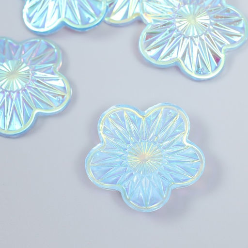 Декор для творчества пластик Цветок, голография перламутр, набор 6 шт., 3.5?3.5 см