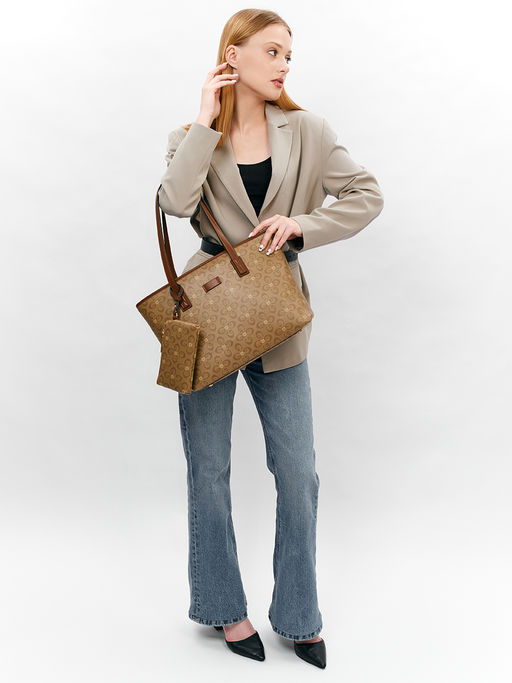 LACCOMA сумка A567-лагуна темно-бежевый эко кожа хлопок фото 9