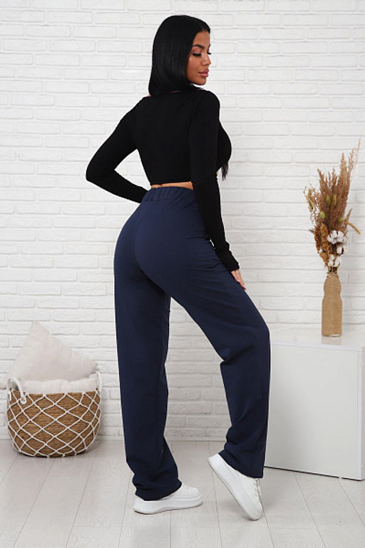 Брюки с карманами футер с лайкрой (01038, темно-синий) - Плиона фото 9