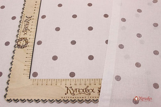 Поплин Редкий средний горох (цв.какао) на нежно-розовой дымке, ш.2.2м, хлопок-100%, 110гр/м.кв - Купава фото 2