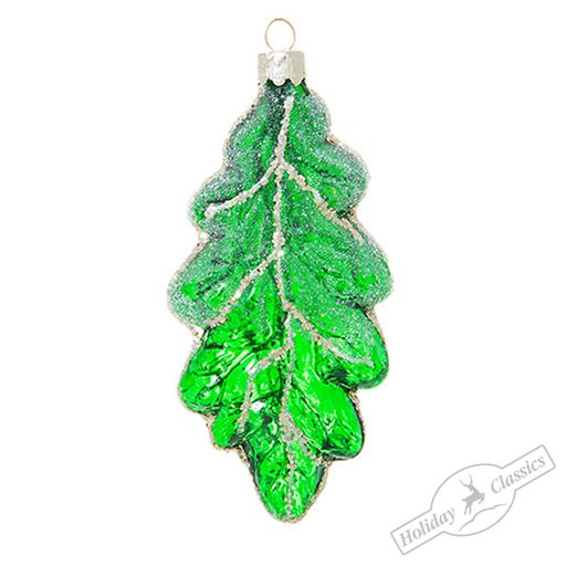 Лист зеленый заиндевевший (стекло) 6х13 см