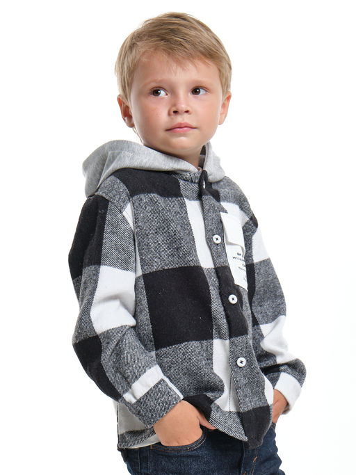 Рубашка с капюшоном комфорт и стиль UD 7988 клетка черная - Mini maxi фото 11