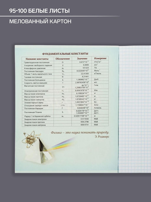 Тетрадь предметная Неон, 48 листов в клетку Физика, со справочным материалом, обложка мелованный картон, УФ-лак, блок офсет - Calligrata фото 5