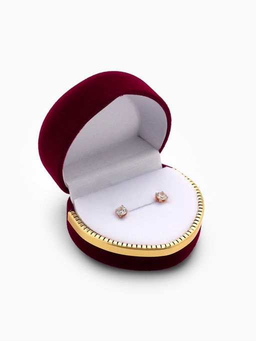 Футляр под кольцо, серьги Сердце, бархатный, 4?5 см, бордовый с золотом