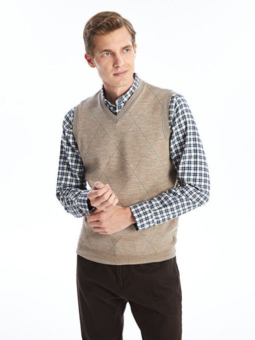 Standart Kal?p V Yaka Erkek Triko S?veter