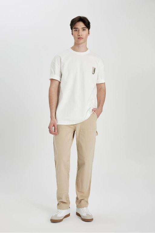 Футболка Oversize с коротким рукавом и круглым вырезом сзади с принтом на спине - Defacto фото 2