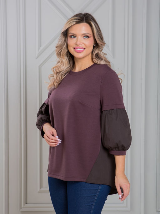 Блузка 1319 шоколадный - Novita фото 3