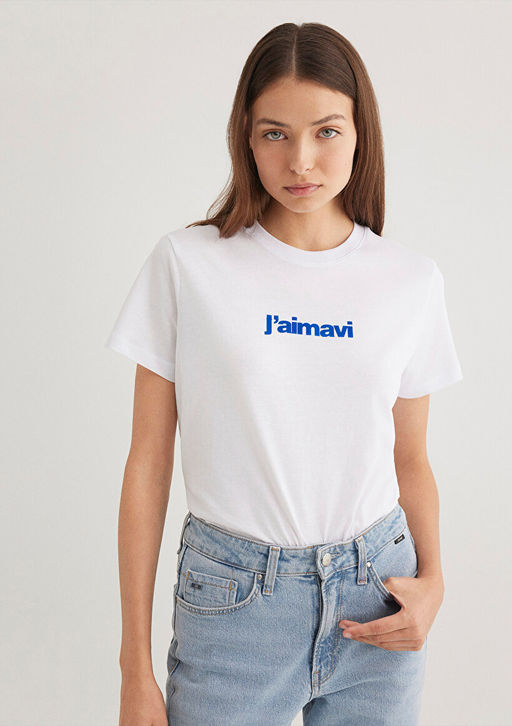 Mavi Bask?l? Beyaz Tisort  фото 3