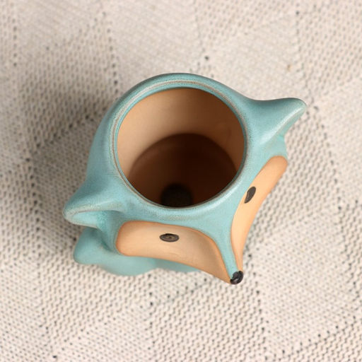 Горшок для цветов «Лисёнок Фред» керамический, 200 мл, 8×9×9 см, бирюзовый