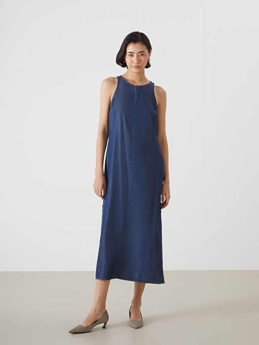 Bisiklet Yaka Kad?n Jean Elbise