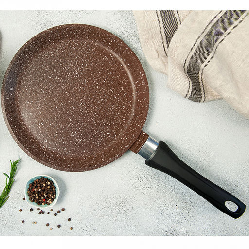 Сковорода блинная с тефлоновым покрытием д24см "Шоколад", h2см, s0,3см, ручка из термостойкого пластика (Россия)