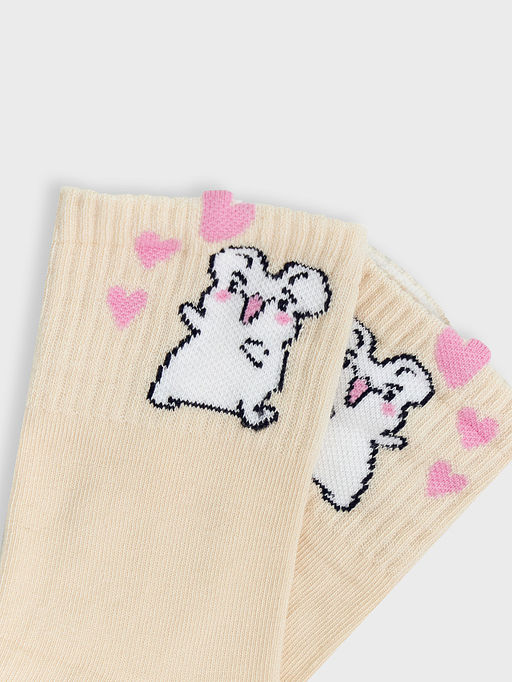 Цена за 5 пар! Носки детские бежевые с рисунком в виде мышки - Mark formelle фото 4