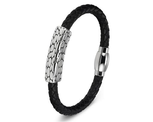 Браслет из кожи и стали, ALB50