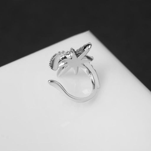 Серьга Кафф звезда со стразами, цвет белый в серебре - Queen fair фото 3