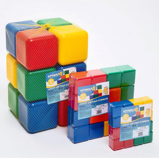 Кубики детские, пластиковые, цветные, 20 штук, 6×6 см