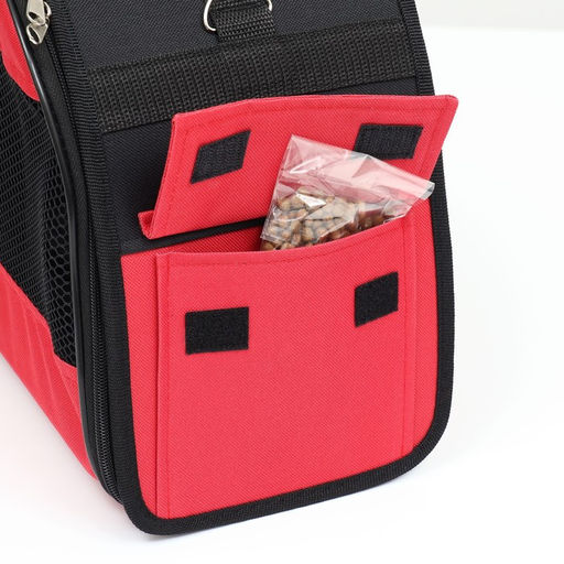 Сумка - переноска для животных, полукруглая с карманоми ПВХ, 37 х 18 х 25 см, красная - Пижон фото 9