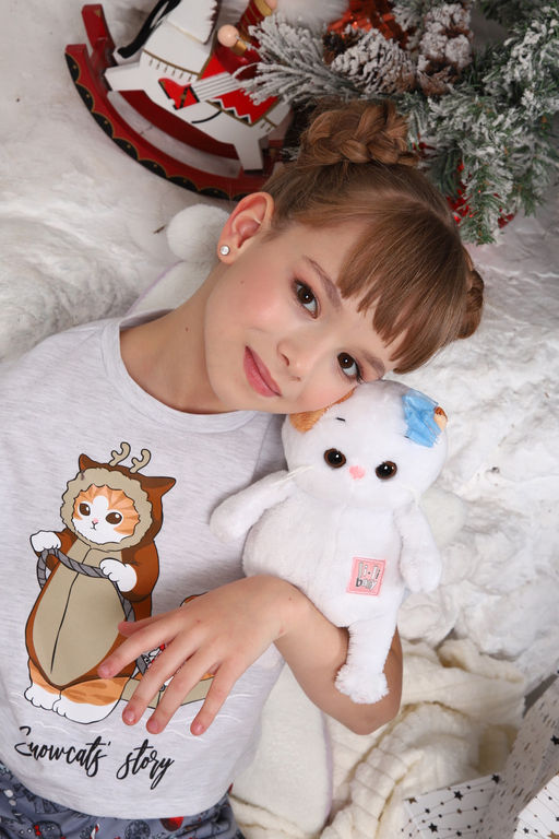 Пижама для девочки ПД-019-073 Кот Новый год