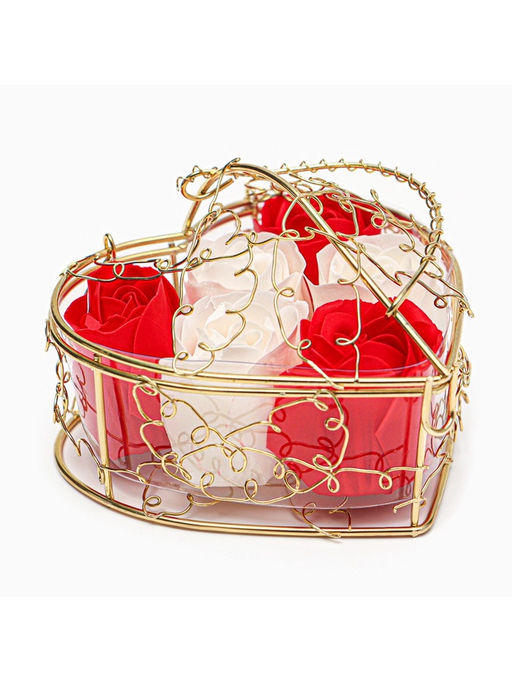 Подарочный набор мыльных бело-красных роз в шкатулке, 6 шт. - SB BEAUTY фото 5