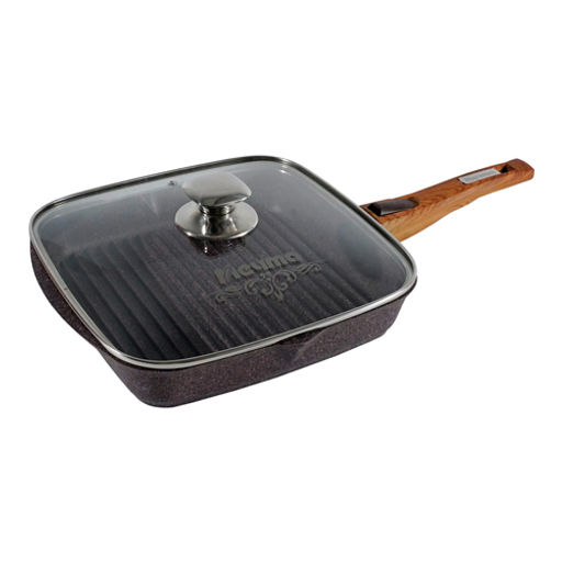 Сковорода-гриль квадр. 28*28 см со съемной ручкой и стекл. крышкой АП "Premium" (violet) арт.с068904 /МЕЧТА/