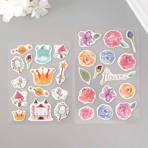 Наклейки для творчества Цветочное королевство, набор 2 листа, 22?12.5 см