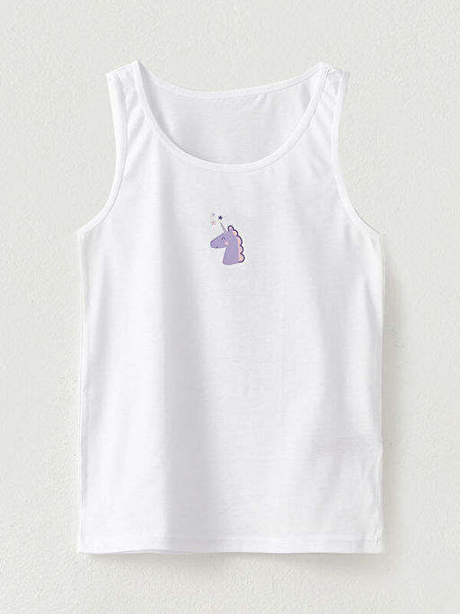 Bisiklet Yaka Bask?l? Pamuklu K?z ?ocuk Atlet 2li - Waikiki фото 3