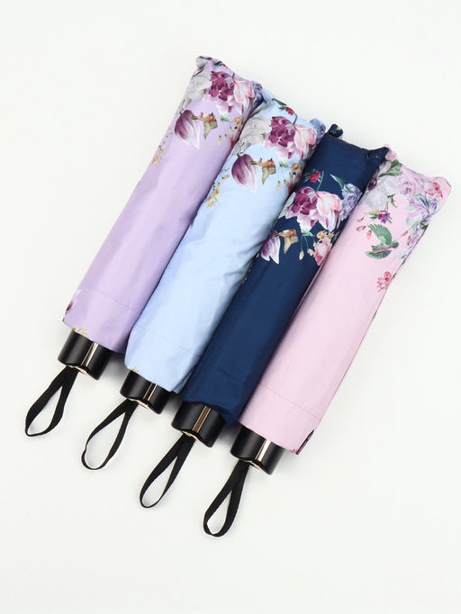 Зонт механический «Птицы с цветами», эпонж, 4 сложения, 10 спиц, R=56/63 см, d=112 см, МИКС