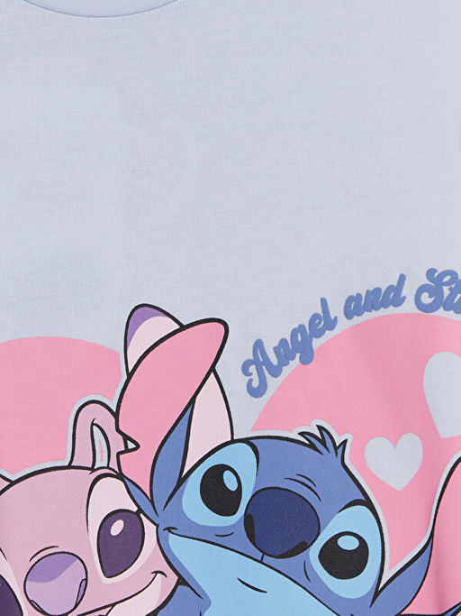 Stitch ve Angel Bask?l? K?z ?ocuk Ti??rt