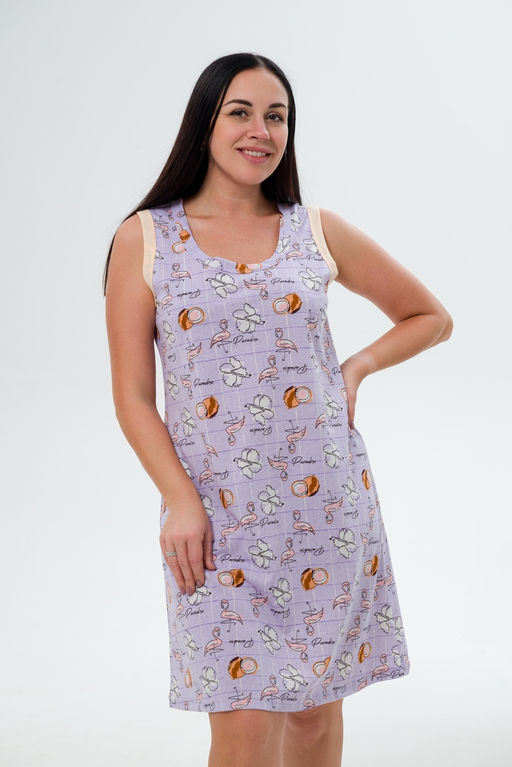 Ночная сорочка женская из кулирки Мария фламинго макси - Амадэль фото 2