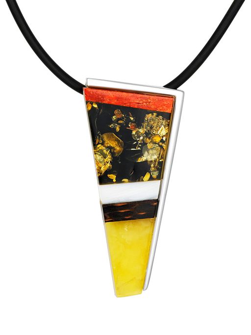 Оригинальный кулон из натурального балтийского янтаря и дерева Индонезия