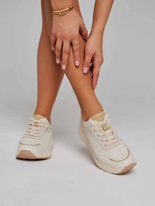 Кроссовки женские бежевые, н/к 80108-3