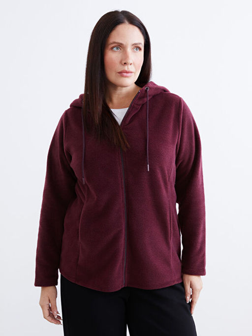 Kap??onlu Polar Kad?n Fermuarl? Sweatshirt