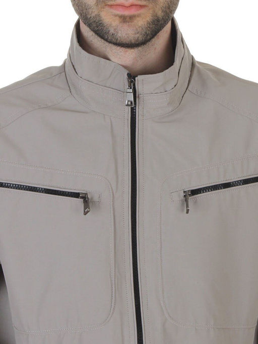 D-3019 BEIGE/GRAY Ветровка мужская (60% хлопок, 40% нейлон)