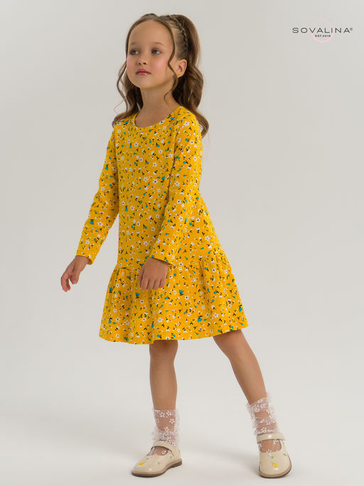 Платье Алиса дл/р цветы на горчице - Sovalina фото 19